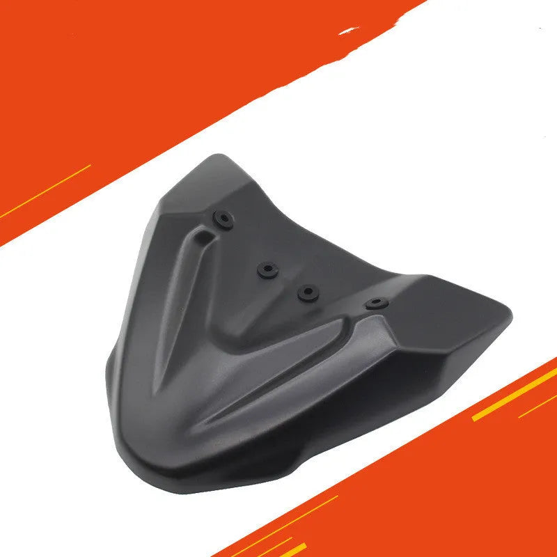 Black ABS plastic fixed wind front wing accessory for KTM 390 and 790 Adventure motorcycles.