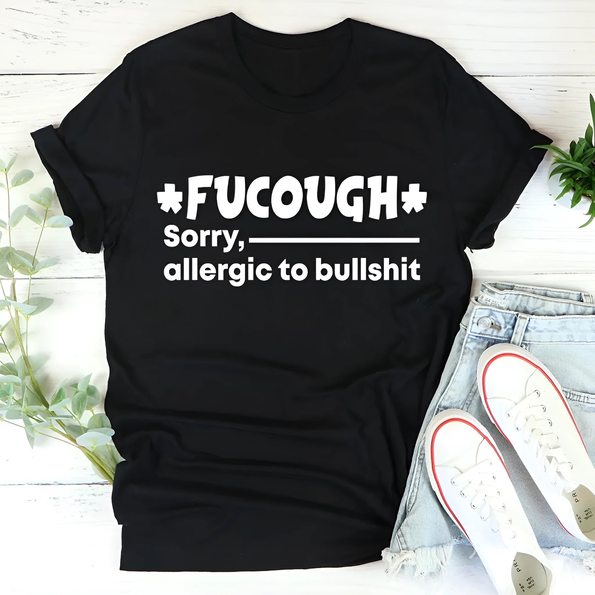 Black cotton loose fit summer t-shirt with round neck and short sleeves