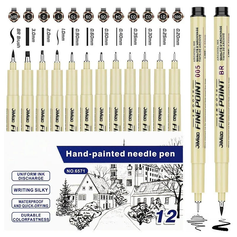Black waterproof sketch pen with syringe cartoon design for art and writing