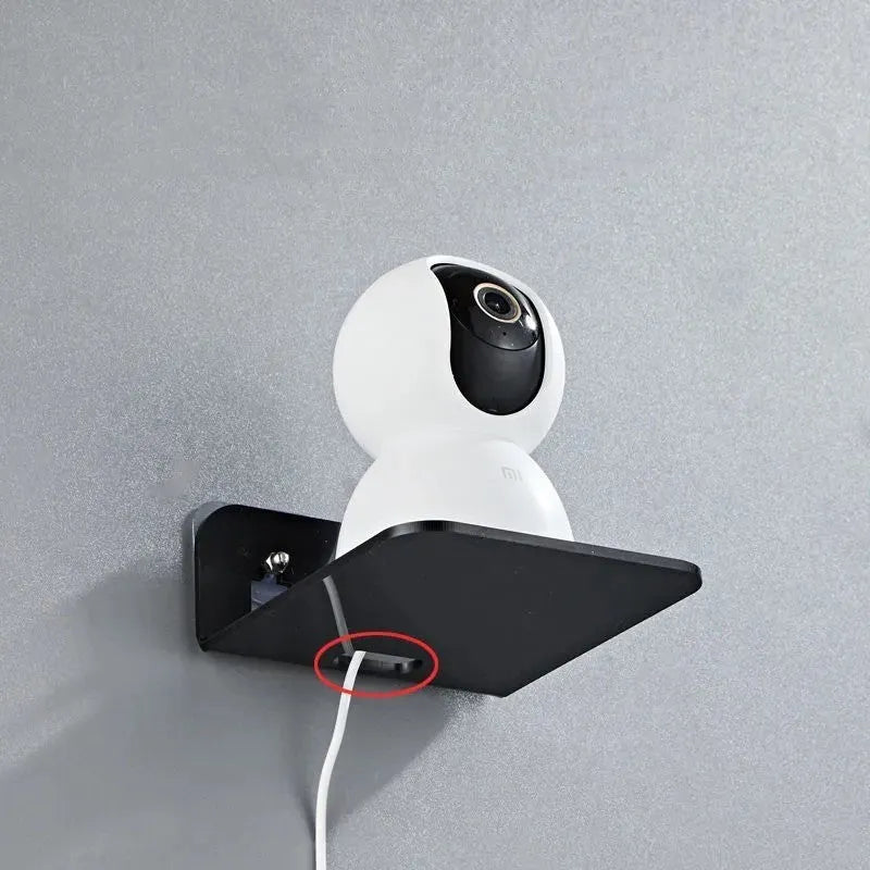 Acrylic right-angle wall mount camera shelving bracket, 13.5x11.5x5.5cm, black frosted transparent white, no drilling.