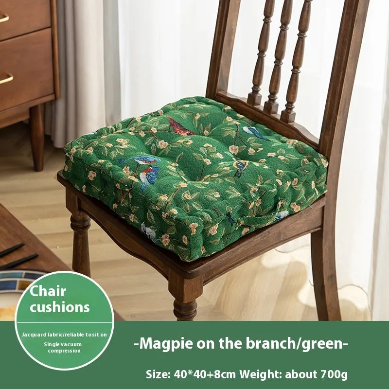 American dining chair back cushion with floral pattern in four colour options, measuring 40×40×8cm