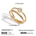 Geometric titanium steel zircon ring in stainless steel with European styling