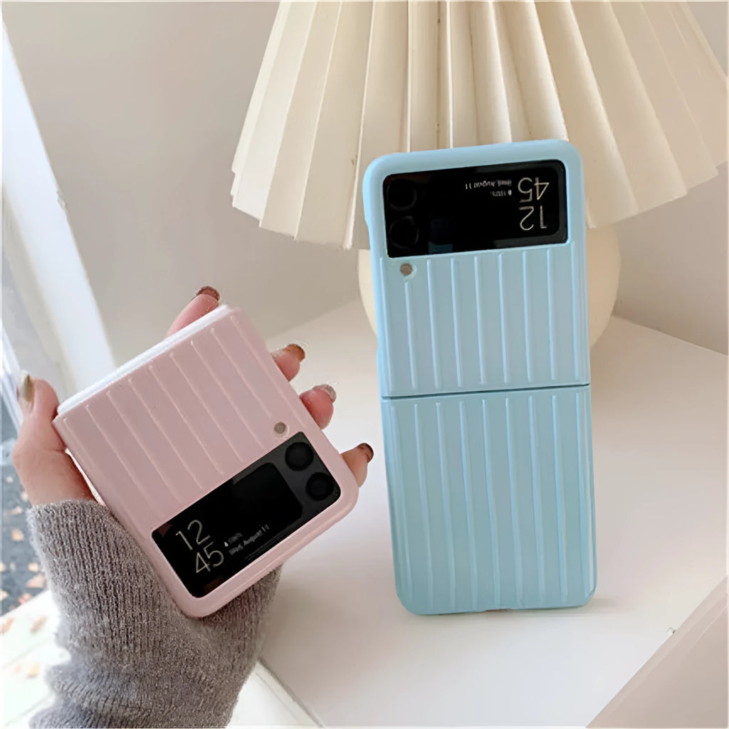 Samsung Z Flip3 flip phone case in solid colours showing ultra-thin PC construction.
