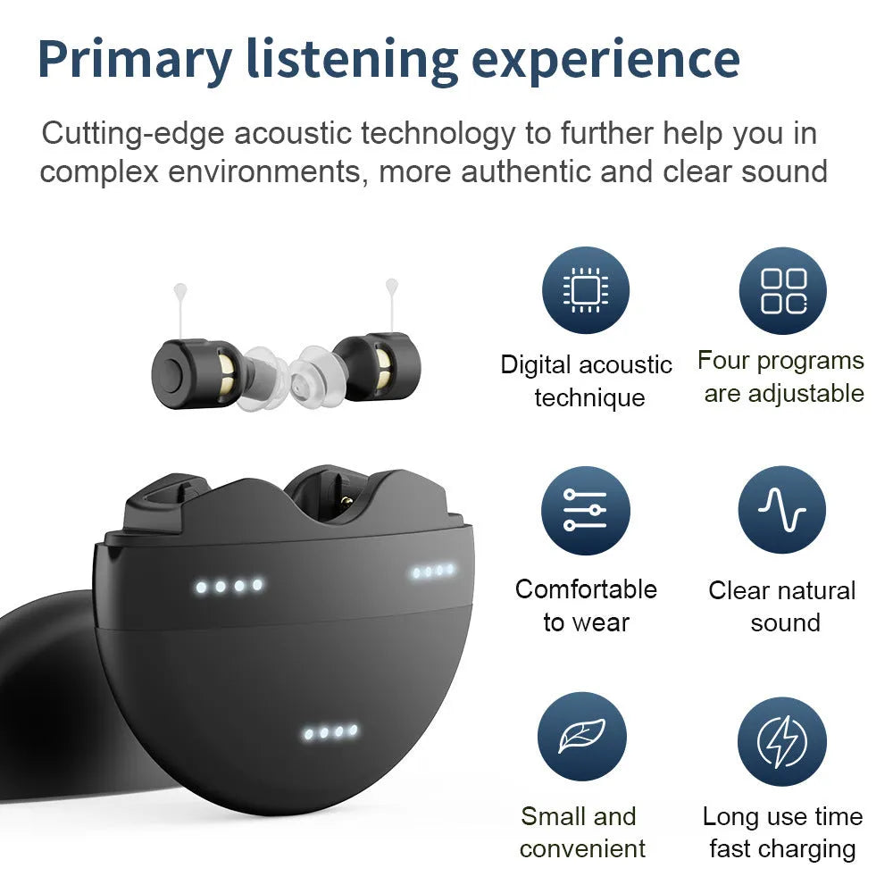 Rechargeable digital voice amplifier for elderly, ABS portable sound amplifier, black Tango series