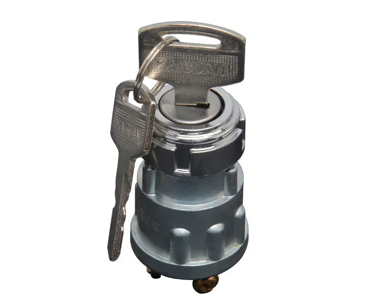 Copper vehicle ignition lock with key for JK423 model trucks and forklifts.