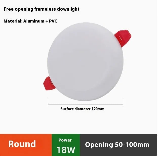 Ultra-thin circular and square LED panel lights with an adjustable mounting bracket.