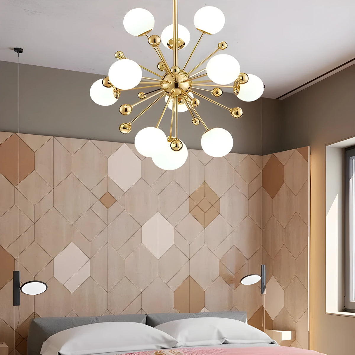 Iron chandelier LED ceiling light 800mm wide Nordic style adjustable height 1m 220V