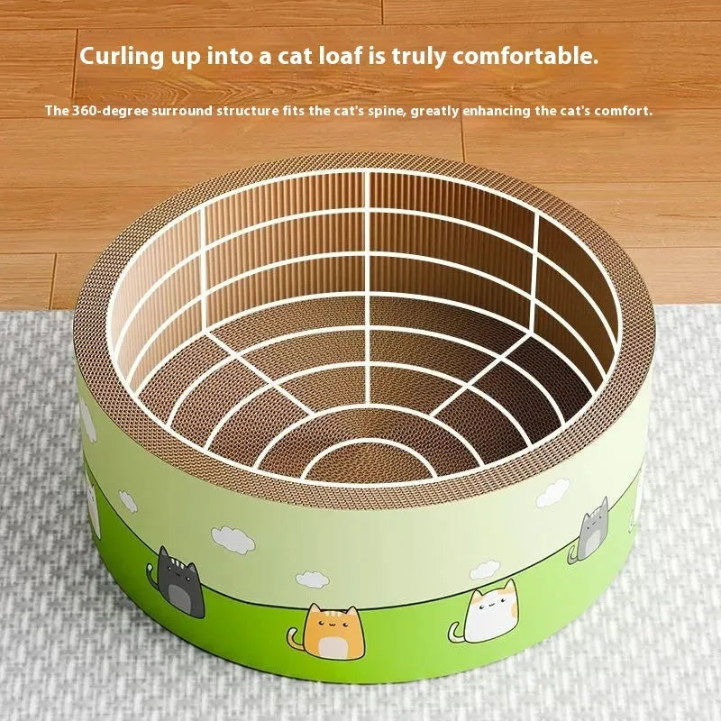 Round and oval corrugated paper cat scratch boards with deepening pit design in sizes from 45cm to 55cm