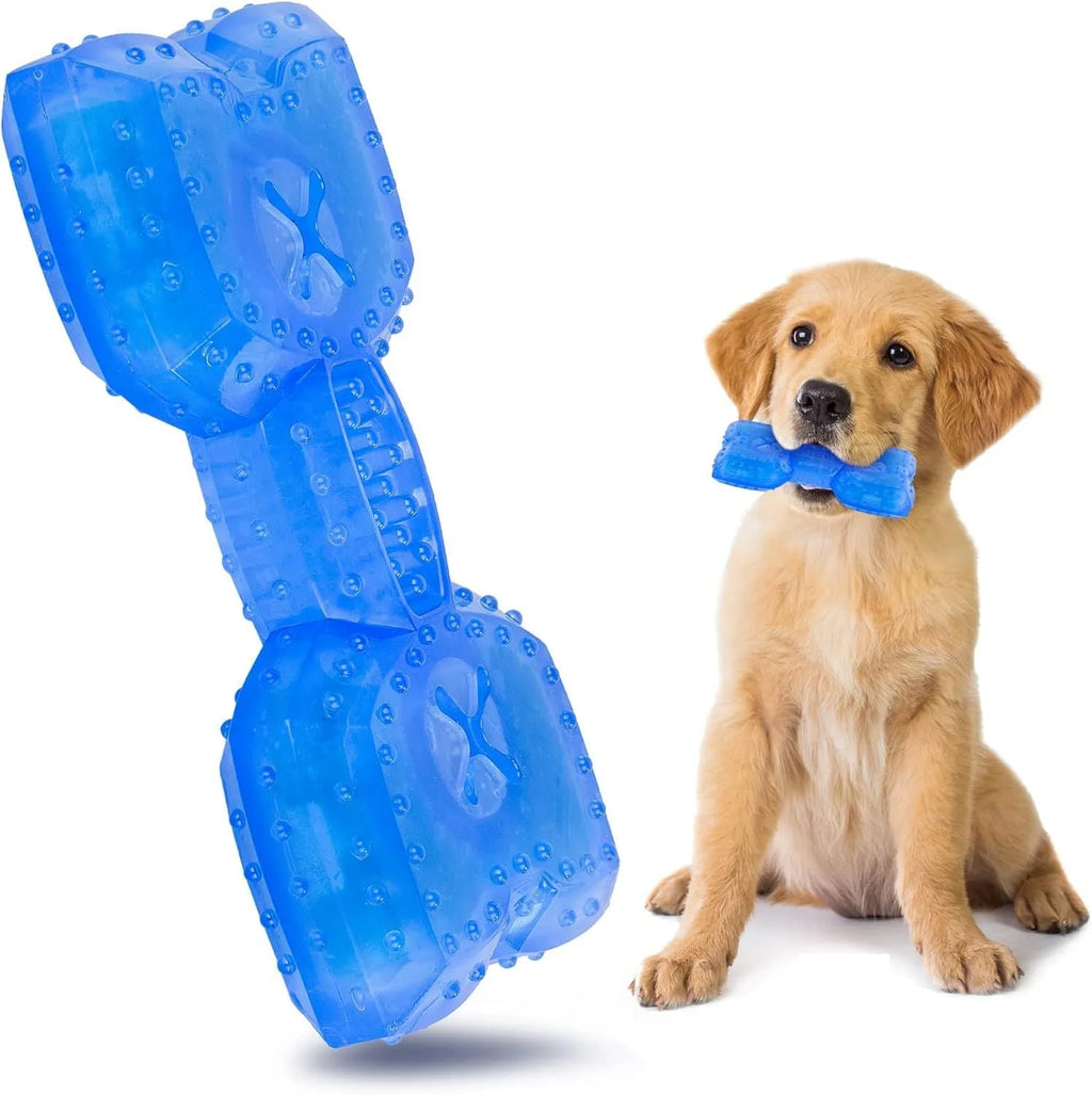 Freezable pet teether cooling chew toy for dogs in bones and circles shapes