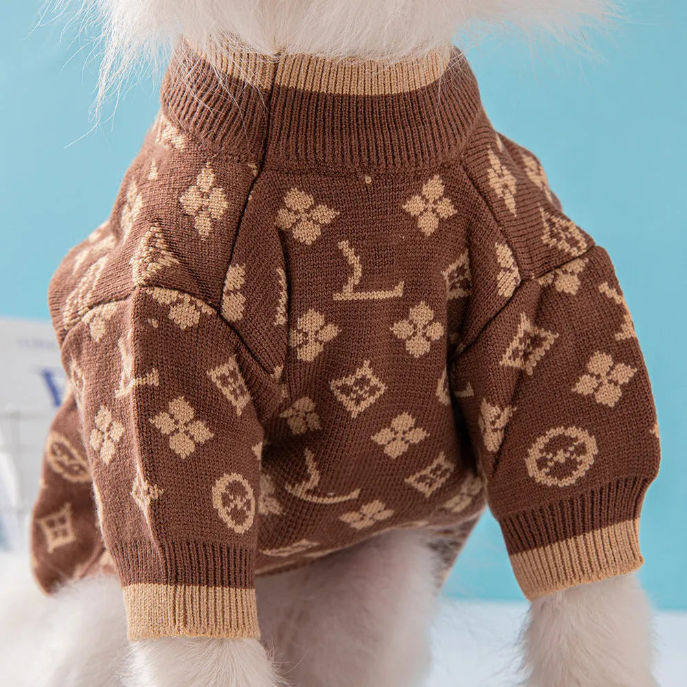 Wool dog sweater for autumn and winter in monochrome or two-tone colours, sizes XS to XXL