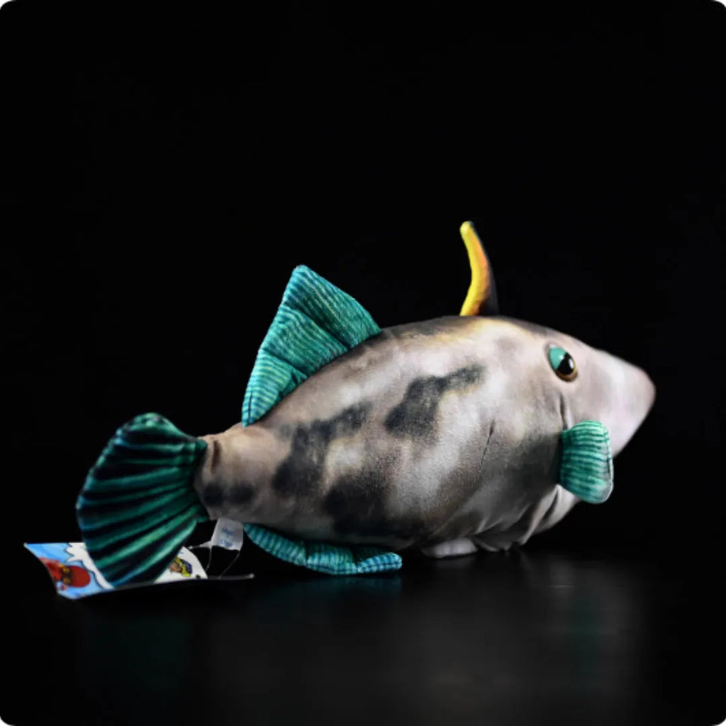 Green fin pufferfish plush toy, 42cm flannel stuffed doll with PP cotton filling