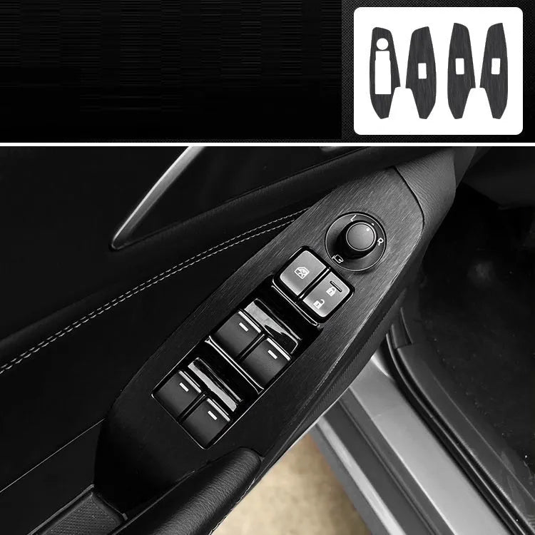 Car interior modification sticker kit for dashboard and centre console customisation with carbon fibre pattern