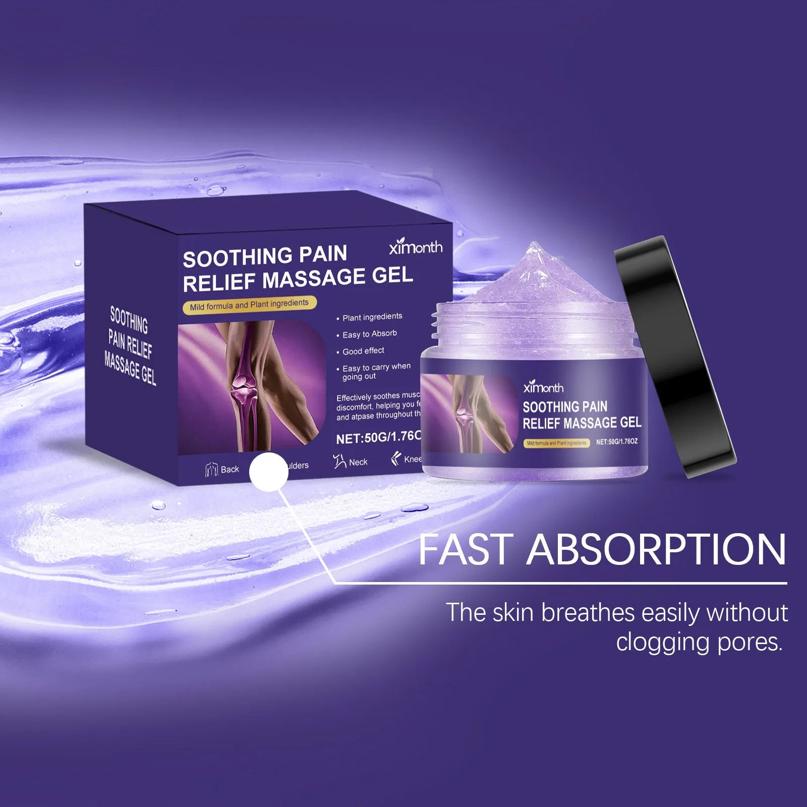50g tube of body joint care gel with cooling menthol formula for topical pain relief