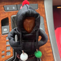 Santa Claus car gear lever cover in black or pink fabric with hooded sweatshirt design, fitting gear shift knob and handbrake.