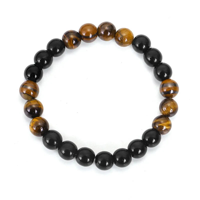 Tiger eye stone necklace with tassel pendant on ball bead chain