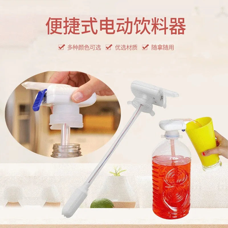 Electric water pumping device with silicone straw for milk and juice transfer