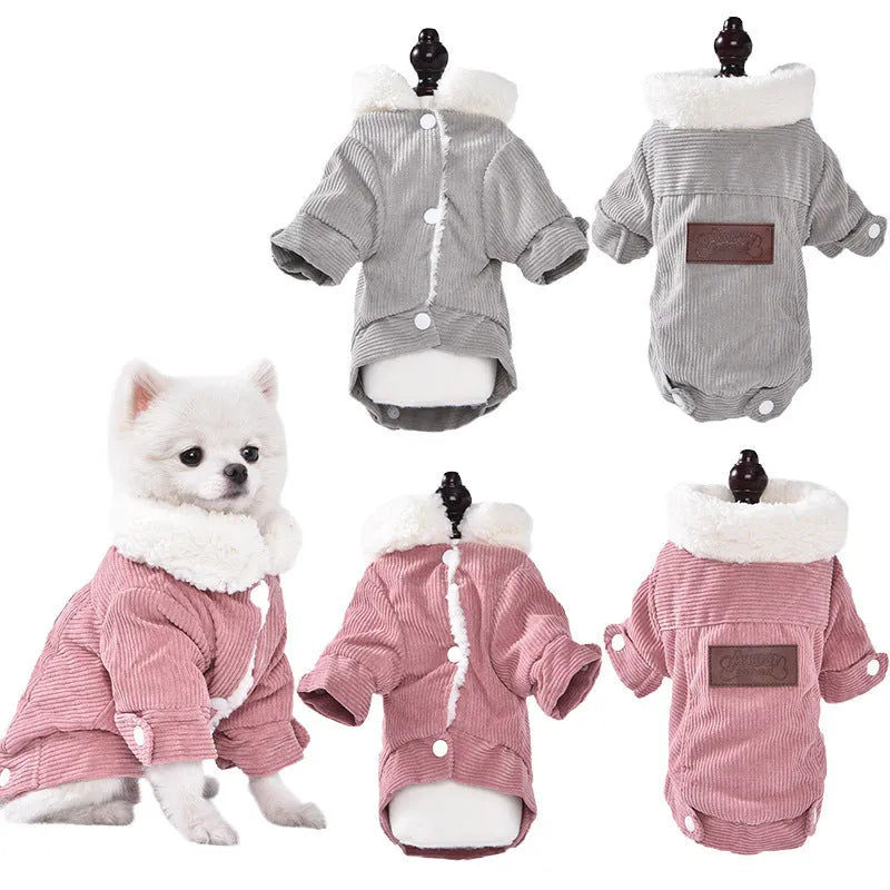 Lambswool dog vest with wool lining in grey or pink, sizes XS to XXL