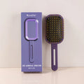 3D air cushion comb with steel needles, black handle pink ring, light purple or dark purple, boxed, handle over 20cm