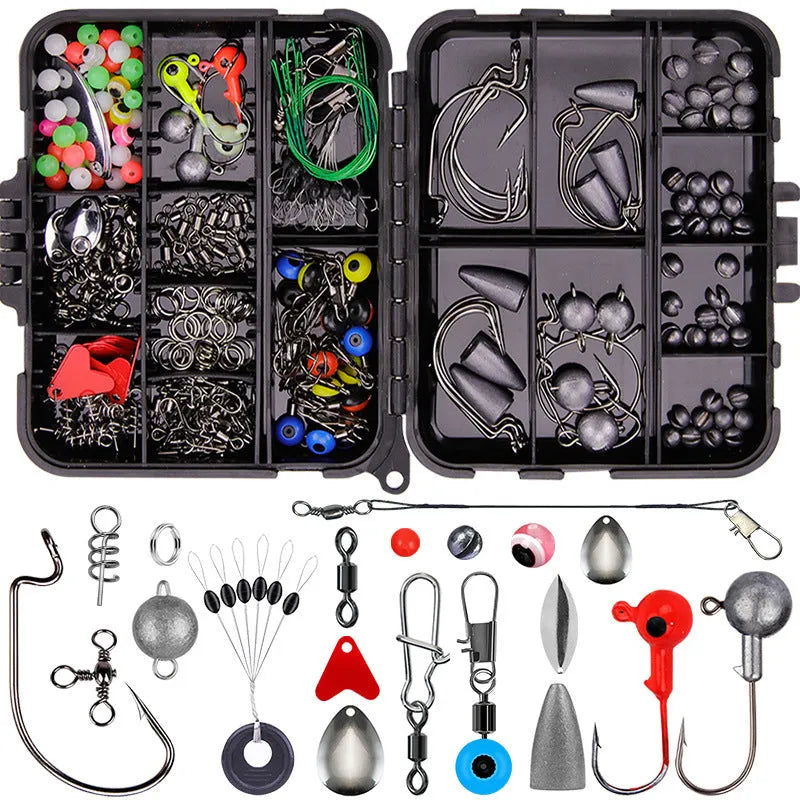 Weihe 257-piece fishing lure accessory kit in ABS storage box for Texas and sea fishing