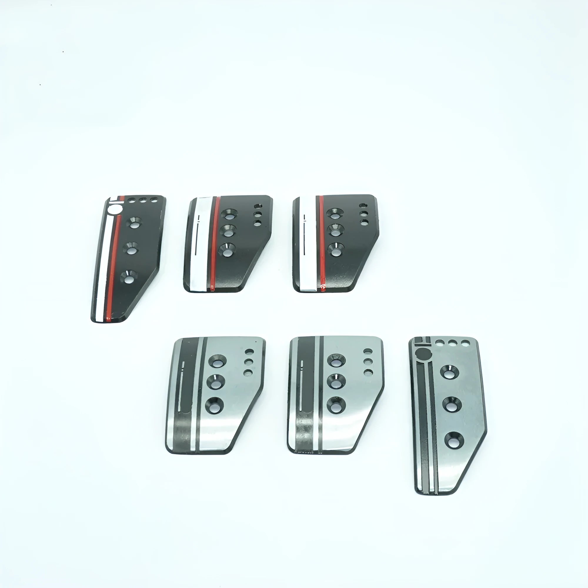 Three aluminium alloy car pedals for manual transmission with screws and nuts