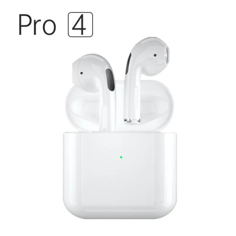Pro4 White and Pro4 Black wireless in-ear sports Bluetooth headsets on a neutral background.