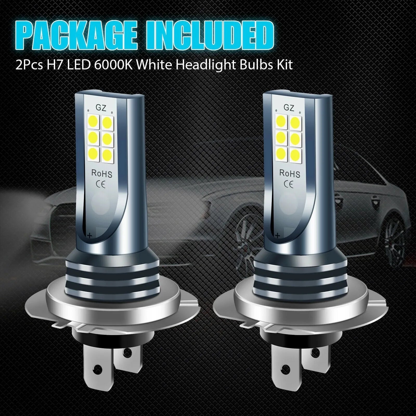 12 SMD LED car fog light bulb with aluminium housing, compatible with H7 9005 H11 formats