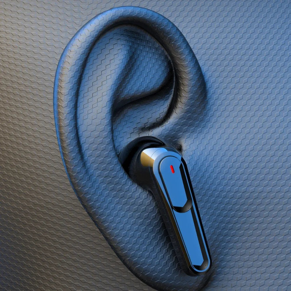 Black wireless Bluetooth earbuds with noise reduction and low latency for gaming