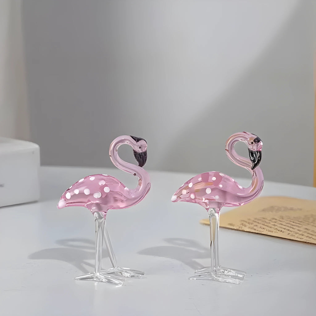 Pink crystal flamingo decorative on table with modern simple style for home decoration