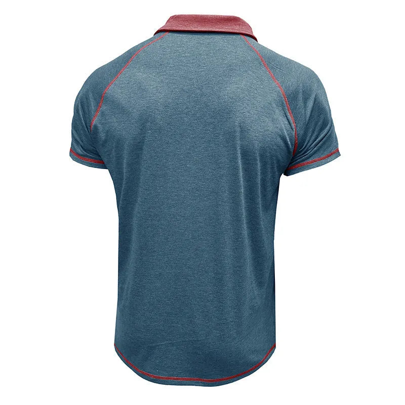 Men's short sleeve polo shirt with lapel collar, polyester fibre, nine colours, Asian sizes S to XXXL