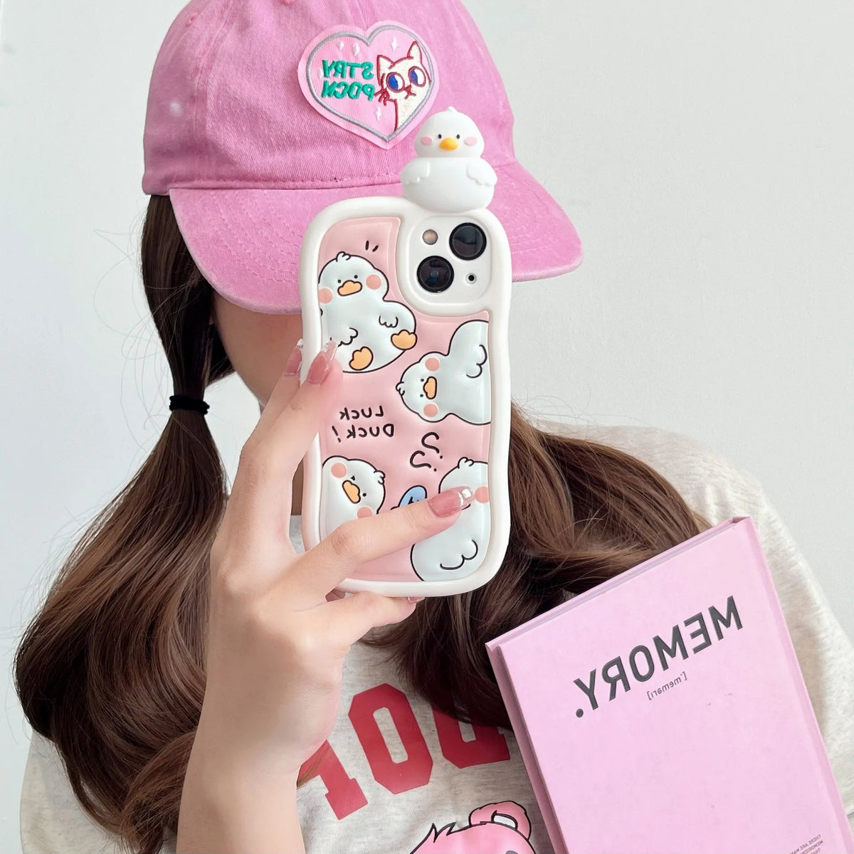 3D duck iPhone case in TPU back cover style, tulip and foundation duck designs, for iPhone 14 Pro Max and other listed models