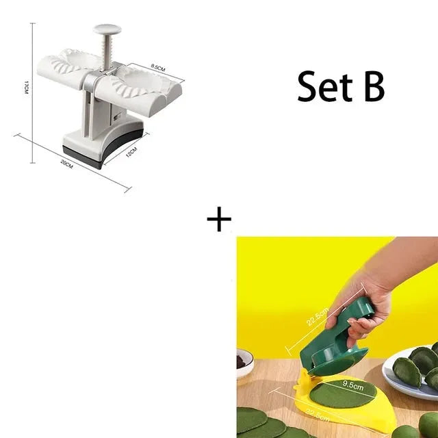 White double head dumpling mould manual press with 304 stainless steel and PP, anti-slip rubber mat, 0.46kg