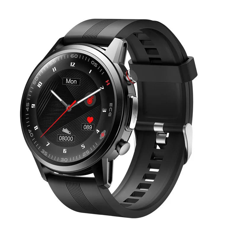 F800 ECG blood pressure sports smart watch, 1.3 inch 360x360 screen, TPU wristband, black or silver grey