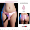 Men's shiny nylon T-back underwear in black on a white background, showing low waist design.
