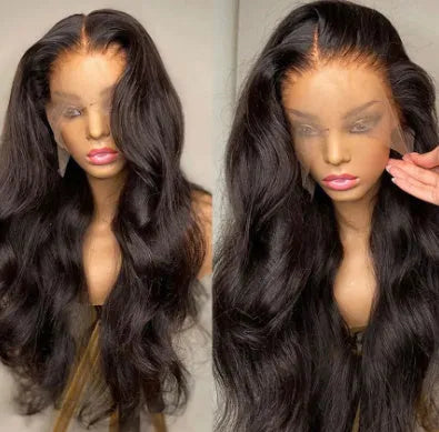 Front lace wig with 134 gradient colour long curly synthetic hair in black or piano colour options