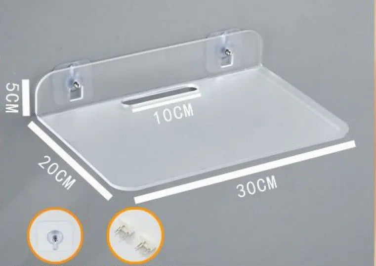 Acrylic right-angle wall mount camera shelving bracket, 13.5x11.5x5.5cm, black frosted transparent white, no drilling.