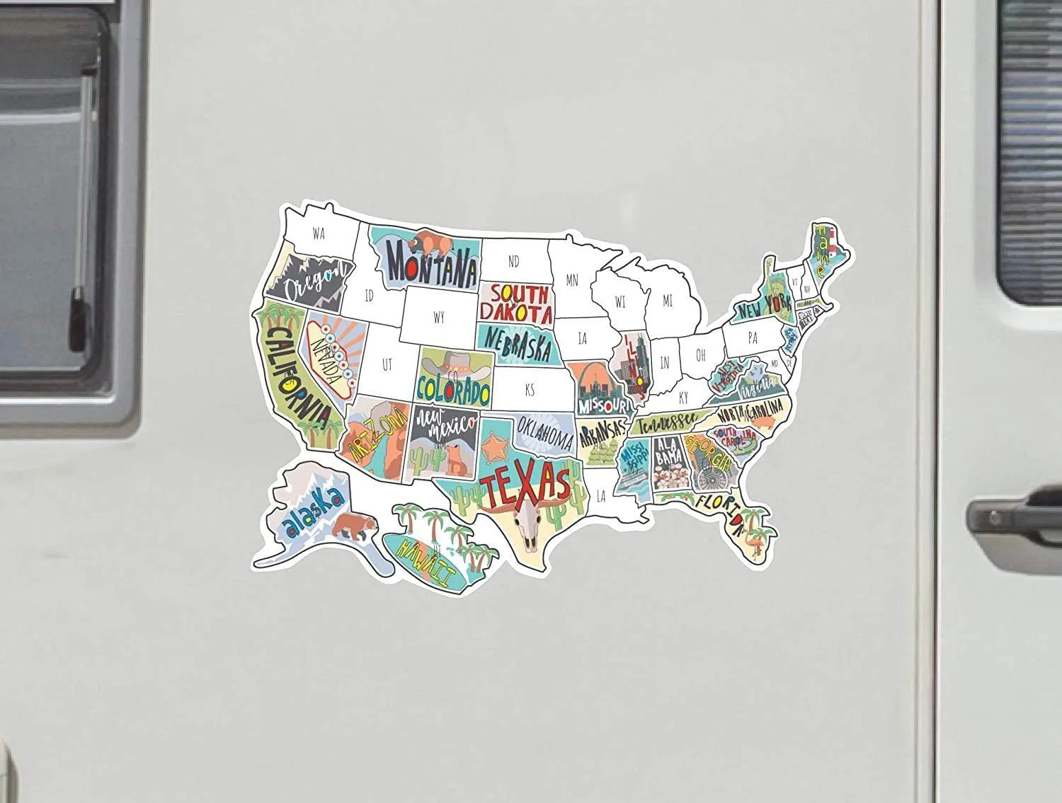 Travel-themed car body sticker set with letter stickers and white background map for vehicle decoration