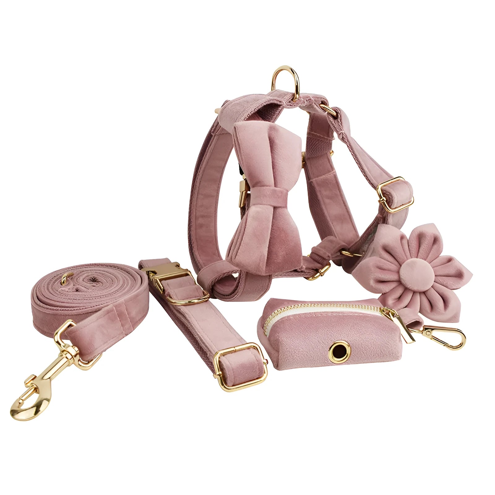 Light purple dog collar with pink velvet fabric shown in multiple size options