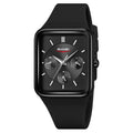 Square silicone waterproof watch for girls showing 10.8mm thickness and colour options