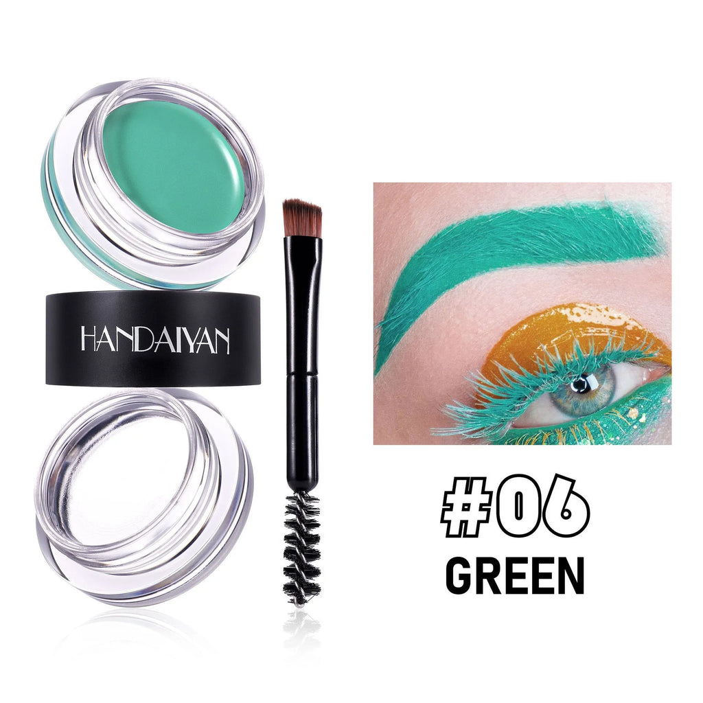 Waterproof 2-in-1 eyebrow wax and brow cream set with 4.3g each and eight colour options