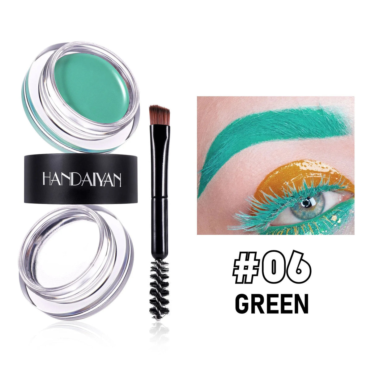 Waterproof 2-in-1 eyebrow wax and brow cream set with 4.3g each and eight colour options