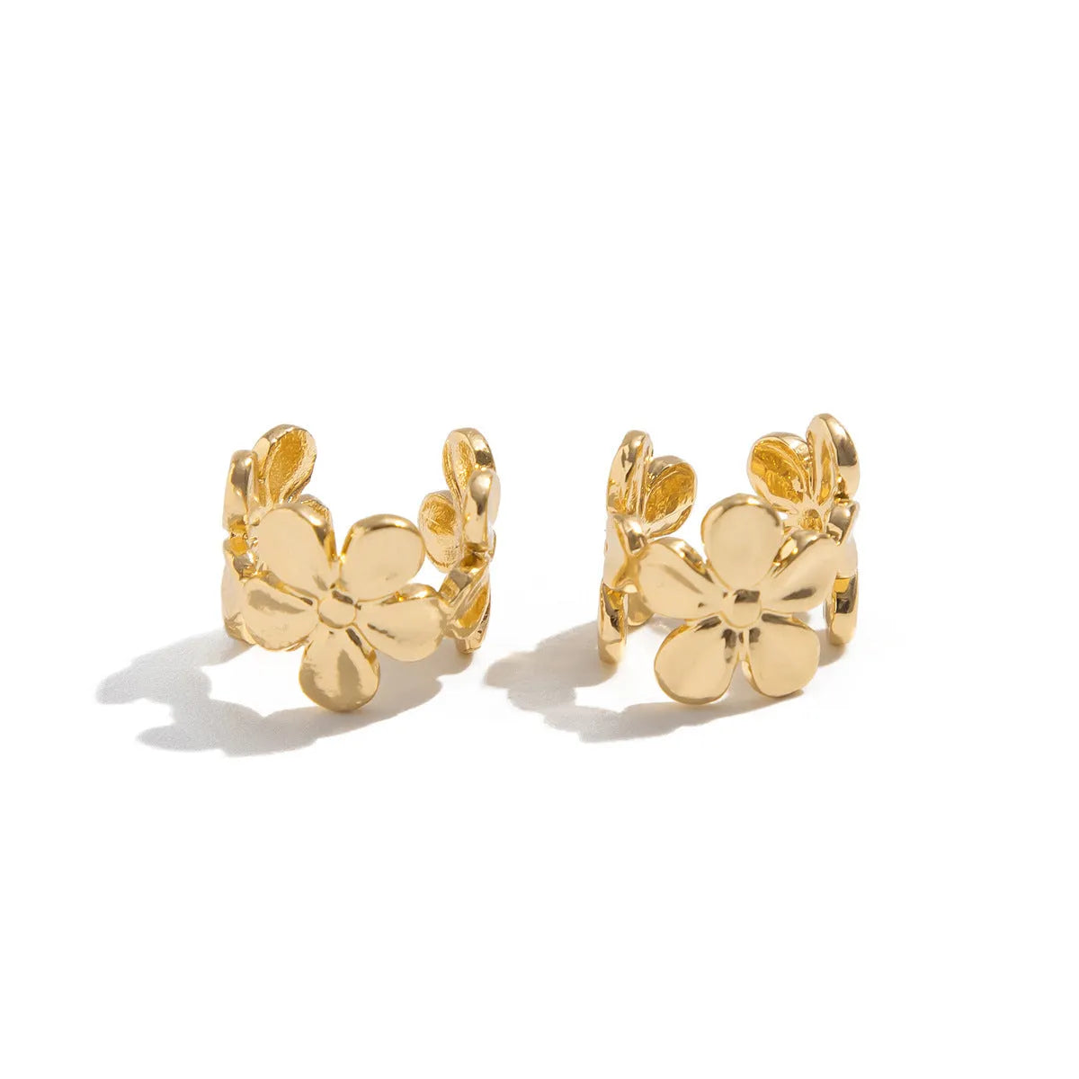 Gold electroplated alloy starfish conch shell drop earrings for women