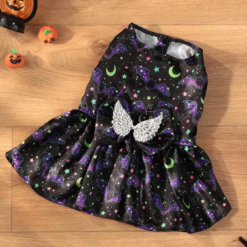 Angel wings Halloween dog costume in bright pumpkin colour with wing design for seasonal pet celebrations