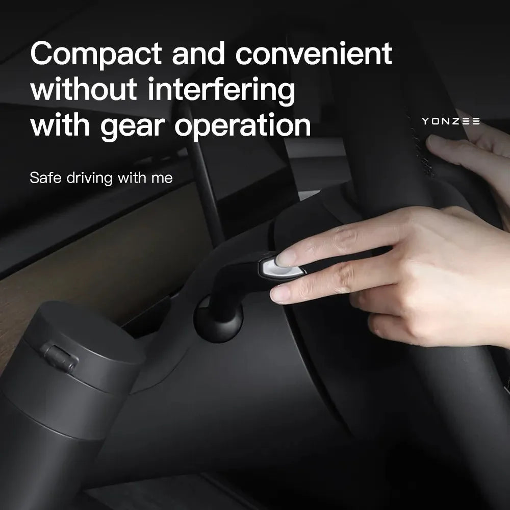 Plastic dashboard cup holder for left-hand drive Tesla Model 3 and Model Y vehicles.