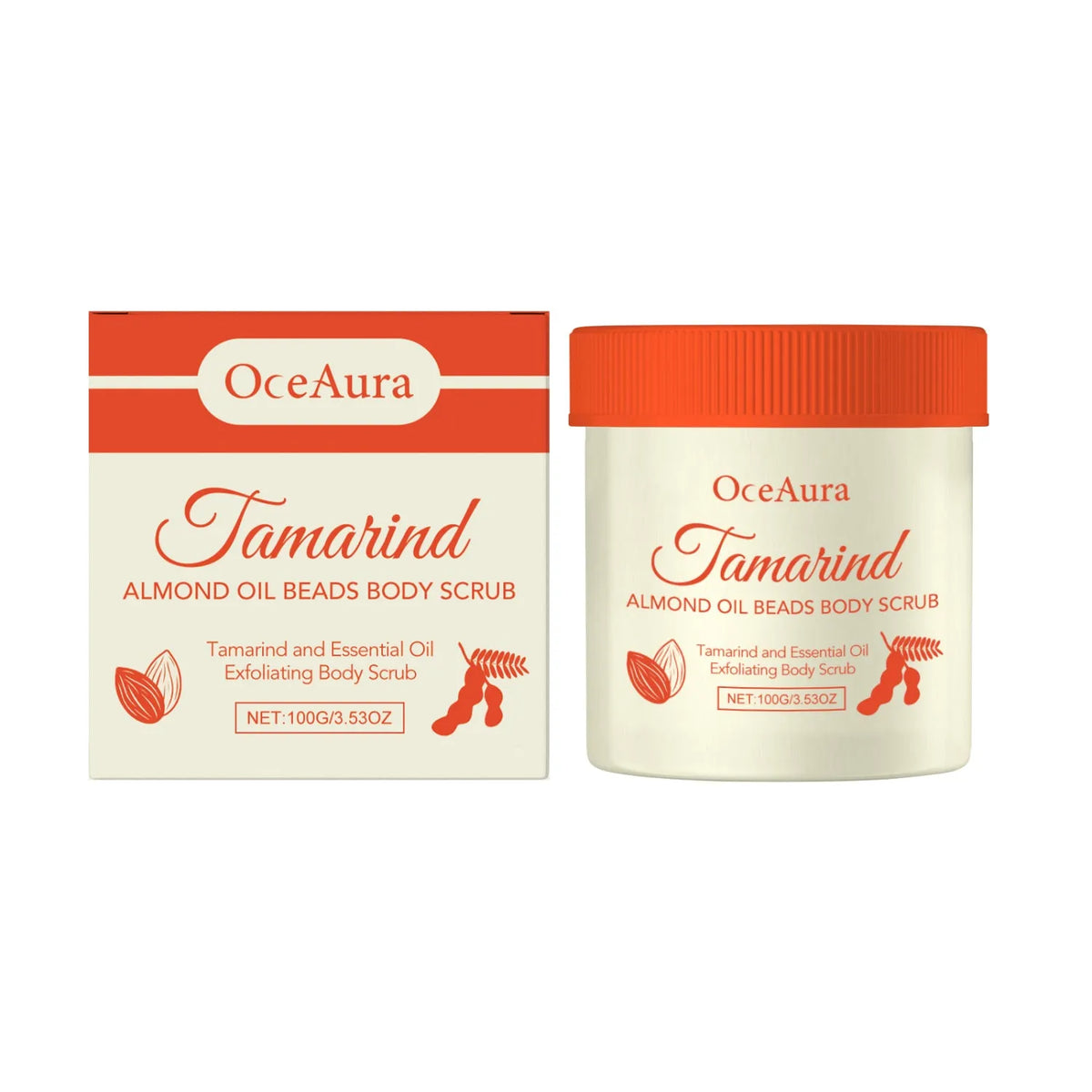 Tamarind Almond Body Scrub 100g tube with hickory shell powder exfoliating cream