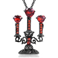 Gothic pendant necklace with hollow candlestick design and cross chain in retro colour