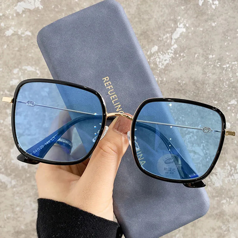 Photochromic large frame myopia glasses with anti-blue light lens function, multiple prescription options