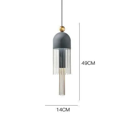 Glass tassel chandelier iron pendant lamp with LED light, button switch, adjustable height 1m, 220V, Style A B C
