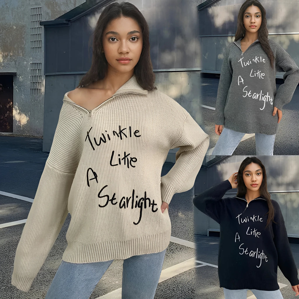 Women's alpaca fleece sweater with oblique zipper on retro turtleneck in light khaki colour