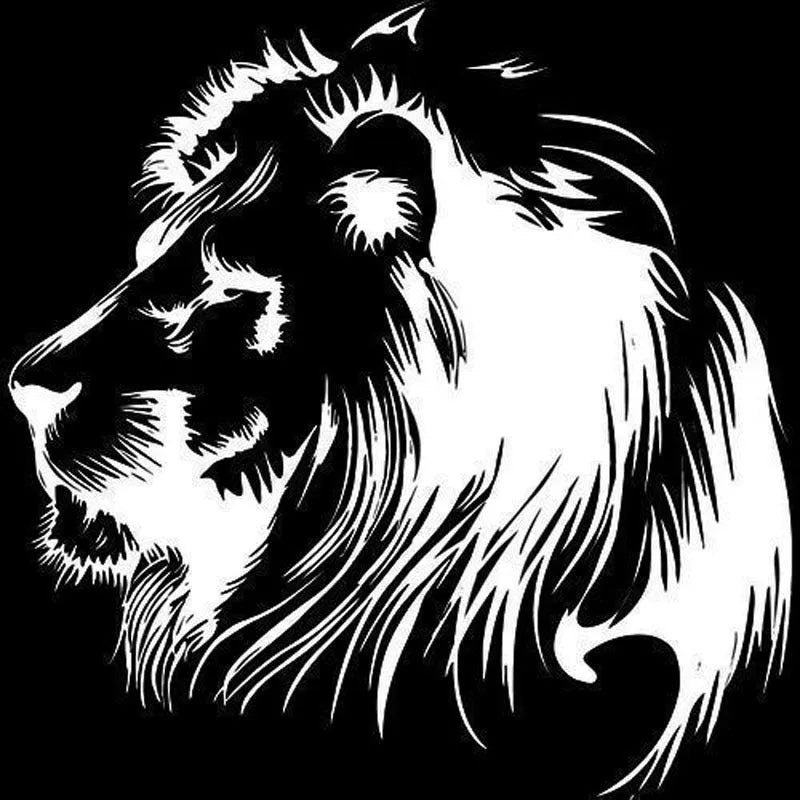 Personalised meditation lion car sticker in reflective material, 20 x 19.5 cm, available in black or white