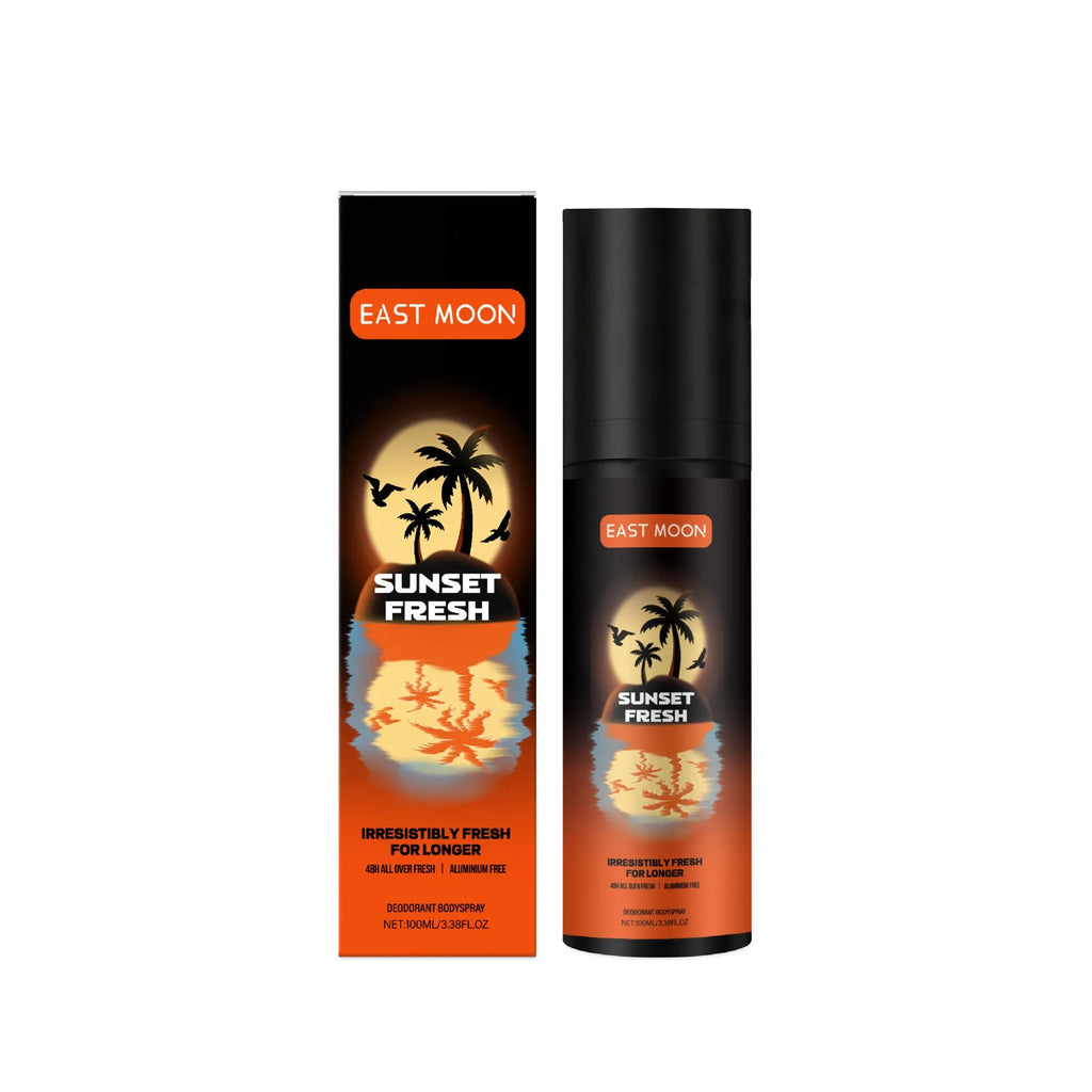 Men's Fruit Fragrance Care Spray 100ml body mist bottle with citrus and mango scent on white background
